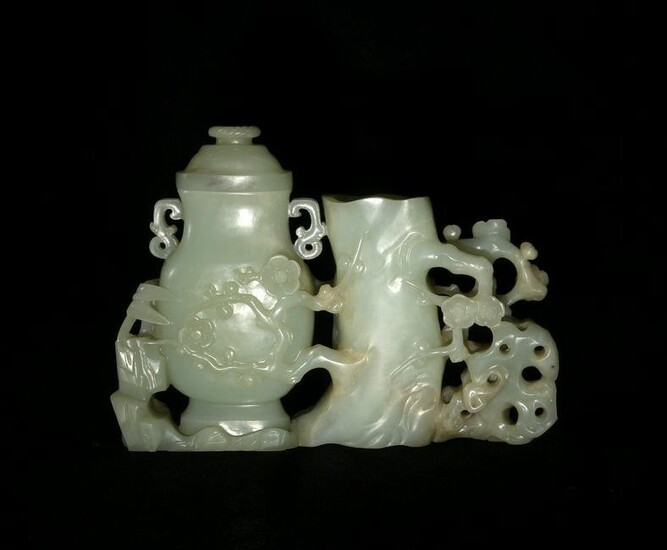 Chinese Carved Jade Double Vase, 18th Century