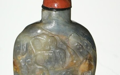 Chinese Carved Sapphire Snuff Bottle, 19th Century