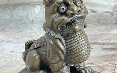 Chinese Foo Dog Guardian Lion Bronze Sculpture