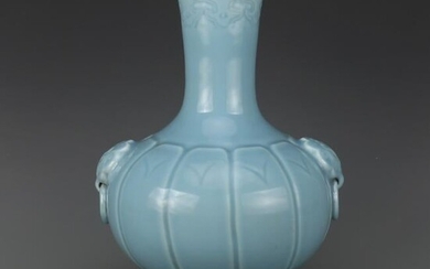 Chinese Sky Blue Glaze Porcelain Vase