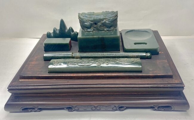 Chinese jade scholar calligraphic set,c1930