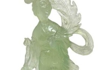 Chinese statuette in jade, light green, depicting