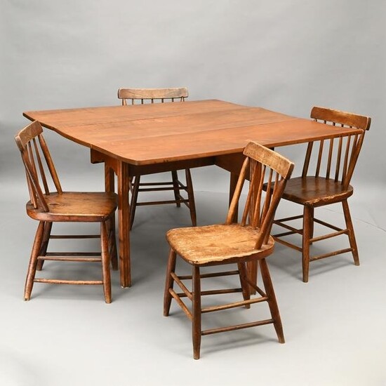 Chippendale Maple Dining Table and Four Chairs