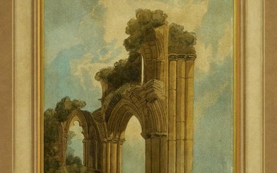 Circle of John Sell Cotman (1782-1842) watercolour - Monastic Ruins, 32cm x 20.5cm, in glazed gilt frame