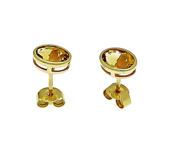 Citrine stud earrings GG 585/000 with 2 oval...