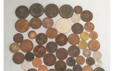 Collection of British and World coins to include a 1680s Wil...