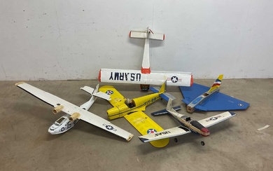 Collection of five model aircraft to include American varieties, partially...