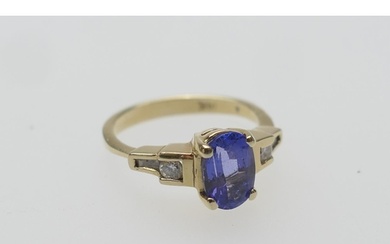 Continental tanzanite and diamond dress ring in 14ct gold, t...