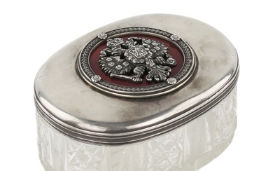 Crystal box in silver with the coat of arms of...