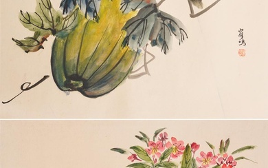 Cui Ming (20th century) Melon and Rhododendron
