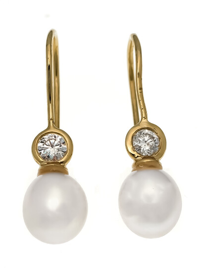 Cultured pearl brilliant stud earrings GG 585/000, each...