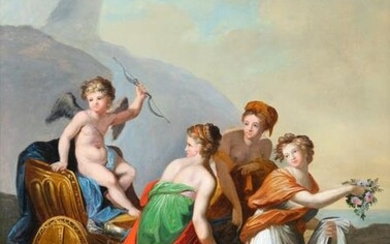 Cupid in Chariot, Empire Painting, ca. 1790/1810