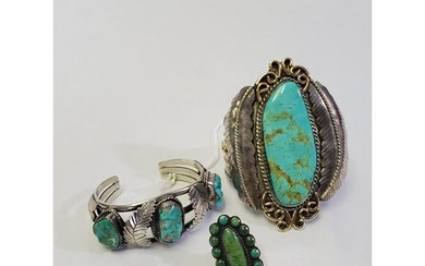 D. Paul Navajo Sterling, Turquoise,Gold Bracelet &Ring