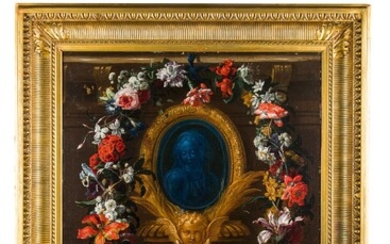 Daniel Seghers (Anversa 1590-1661) e Erasmus Quellinus II (Anversa 1607-1678), maniera di Altar with image...