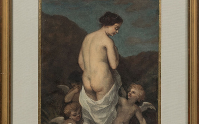Dans le goût de Narcisse Virgile DIAZ DE LA PENA (1807-1876). Vénus et trois putti,...