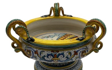 Deruta Hand Painted Ceramic Pedestal Bowl
