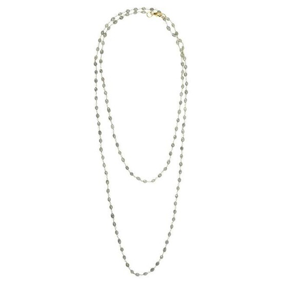 Diamond Bead, 18k Yellow Gold Necklace.