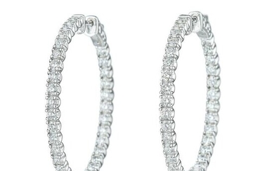Diamond Inside-Out Hoop Earrings, 1-3/8" Diameter