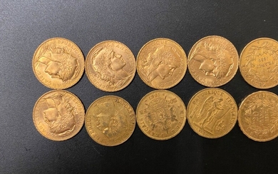 Dix pièces de 20 francs or - 64.49 g - Lot 28 - A.Blanchy | E.Lacombe - Bordeaux Chartrons - Bordeaux Enchères