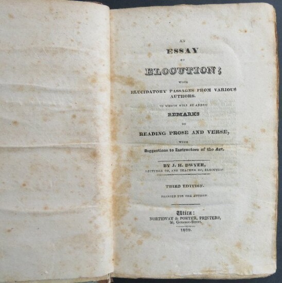 Dwyer, Elocution with Essays by Different Authors, 1829