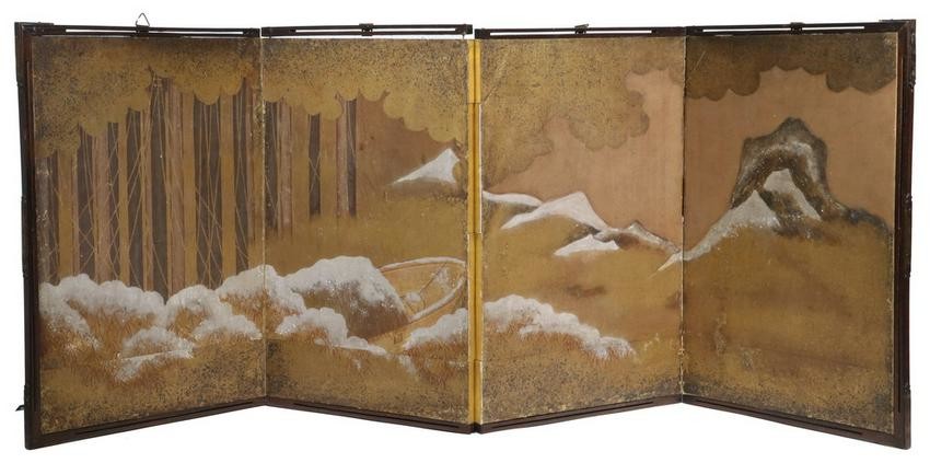 EARLY JAPANESE FOUR -FOLD TABLE SCREEN