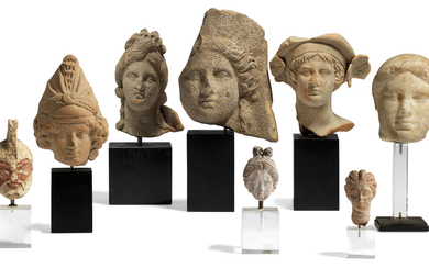 EIGHT GREEK TERRACOTTA AND MARBLE HEADS, CLASSICAL PERIOD-HELLENISTIC PERIOD, CIRCA 5TH-2ND CENTURY B.C.