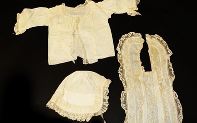 Early 19th Century White Cotton Lawn Baby Layette with Hollie...