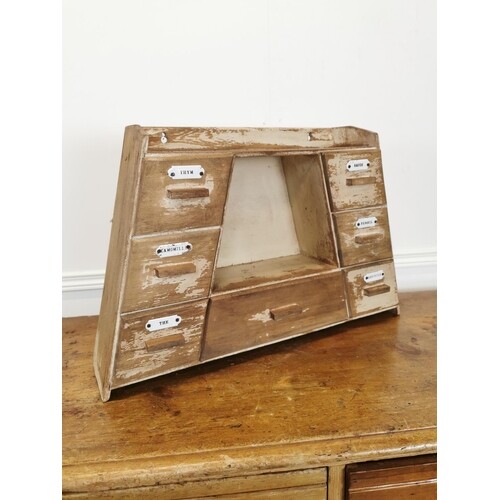 Early 20th C. painted pine herb drawers {43 cm H x 67 cm W x...