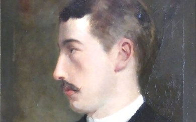 Ecole française XIXe. Portrait d'homme de profil. Huile sur toile (accident et restauration). 46 x...