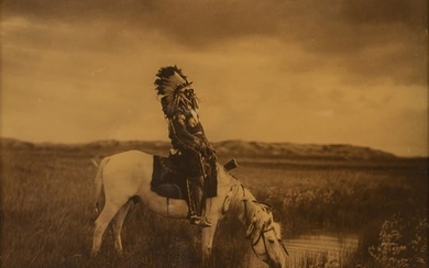 Edward S. Curtis (American, 1868-1952) Orotone Ca. 1905, "Oasis in the Badlands, Chief Red Hawk