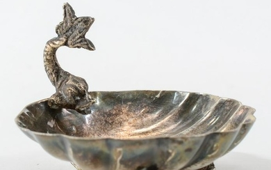 Egyptian Silver Shell Open Salt with Dolphin