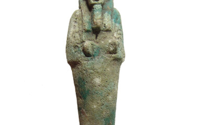 Egyptian turquoise glazed faience ushabti, Late Period
