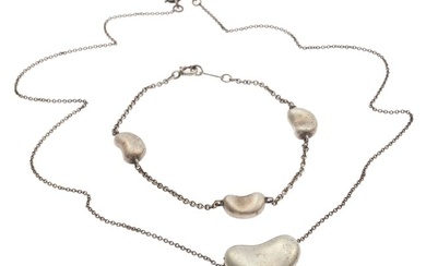 Elsa Peretti for Tiffany & Co., Sterling Silver "Bean" Necklace and Bracelet