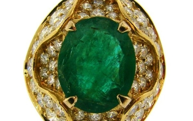 Emerald Diamond Yellow Gold Cocktail RING