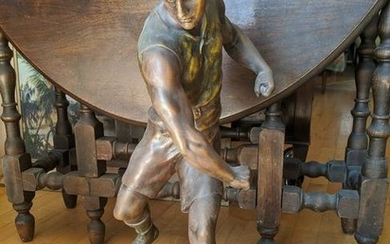 Emile Picault Football Soccer Player Spelter Sculpture