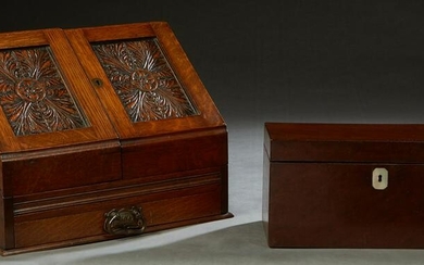 English Carved Oak Stationery Cabinet, c. 1900, the