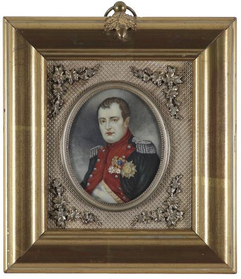 λEnglish School 19th Century Portrait miniature of Napoleon...