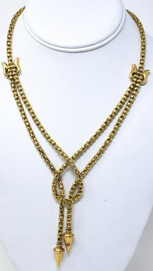 Estate 18kt Yellow Gold Lariat Form Necklace
