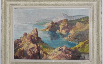 F.F FALCONER (XIX-XX. Mediterranean landscape, view from Saint...
