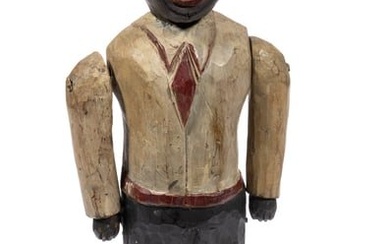 FINE AMERICAN FOLK ART CARVED AND PAINTED AFRICAN AMERICAN ARTICULATED FIGURE