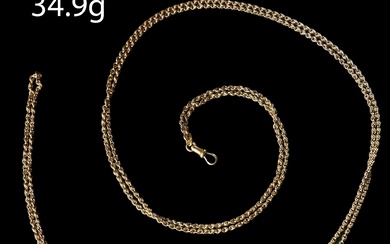 FINE ANTIQUE GOLD SNAKE LINK MUFF CHAIN