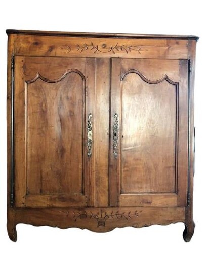 FRENCH ANTIQUE WOOD ARMOIRE CABINET 56.5"