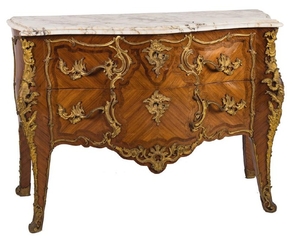 FRENCH ORMOLU-MOUNTED PARQUETRY INLAID COMMODE