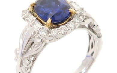 Fine Jewelry 1.75ct Sapphire 0.43ct Diamond Ring US#6 18K White Gol...