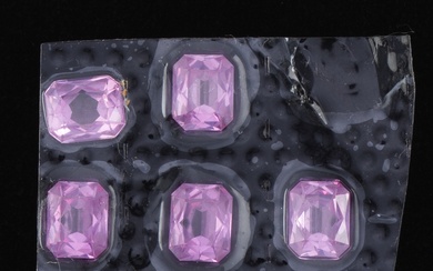 Five Unmounted Old New Stock Step Cut Verneuil Pink Sapphire Gems