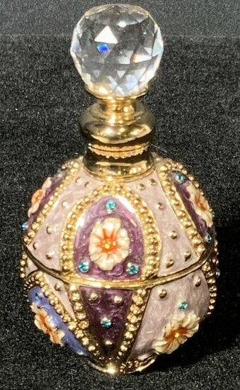Floral Motif Bejeweled & Enamel Perfume Bottle