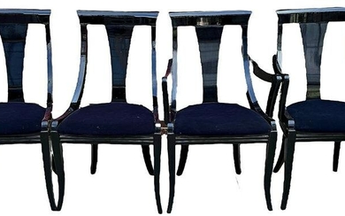 Four Post Modern Black Lacquer ELLO Dining Chairs