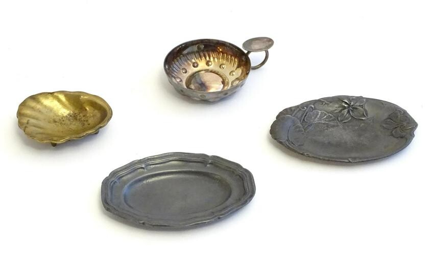Four assorted items to include a silver plate wine