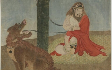 Fragment of a painting. China. 18th century. Scene of a