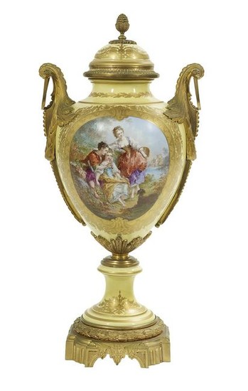 French Bronze-Mounted Sevres-Style Urn